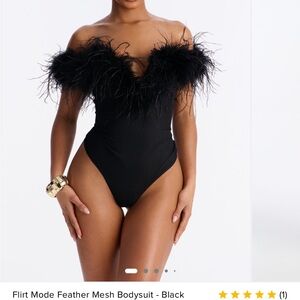 Fashion Nova Black Feather Bodysuit
